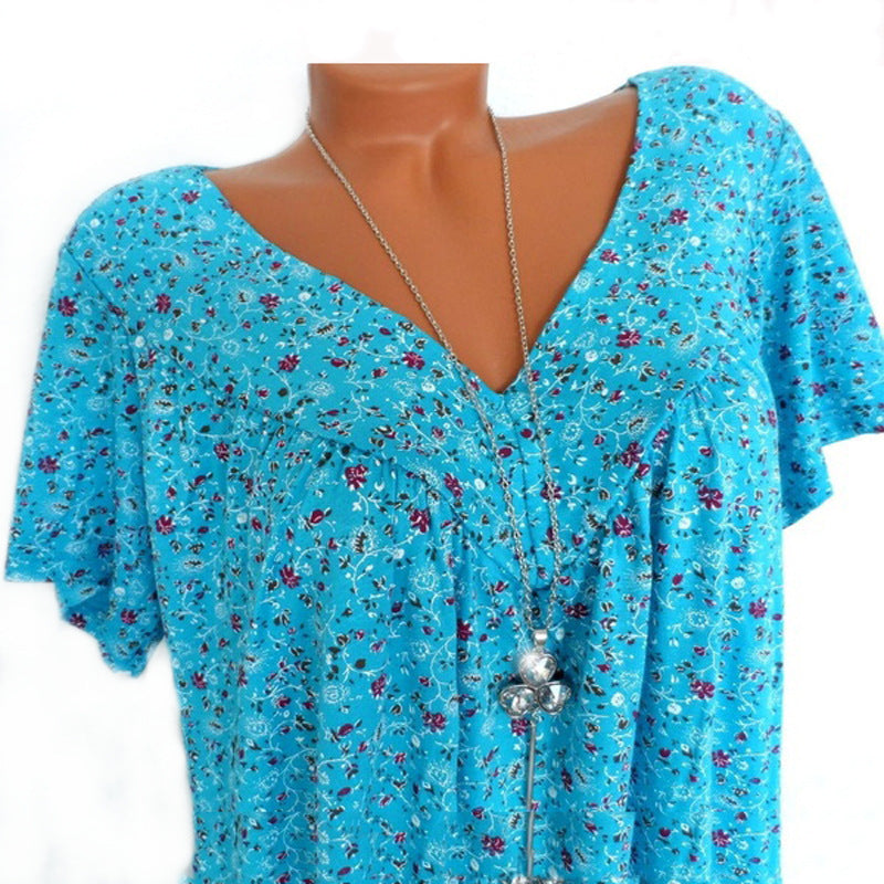 Flora™ | T-shirt con Scollo a V Floreale