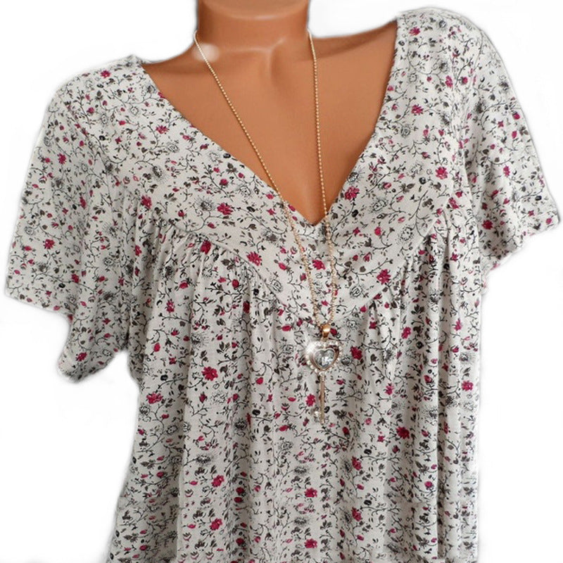 Flora™ | T-shirt con Scollo a V Floreale