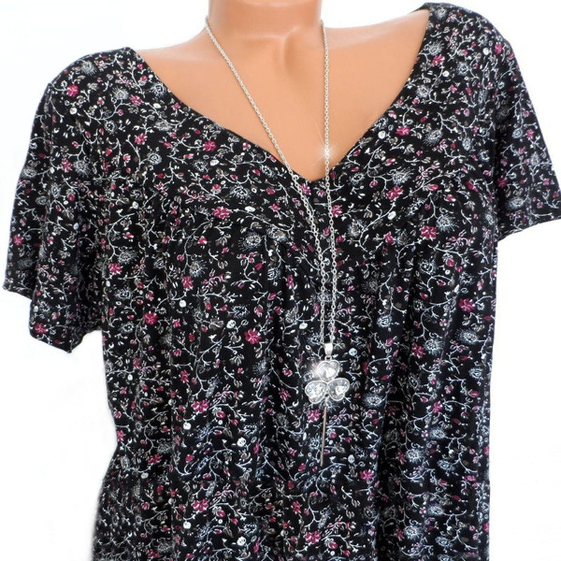 Flora™ | T-shirt con Scollo a V Floreale