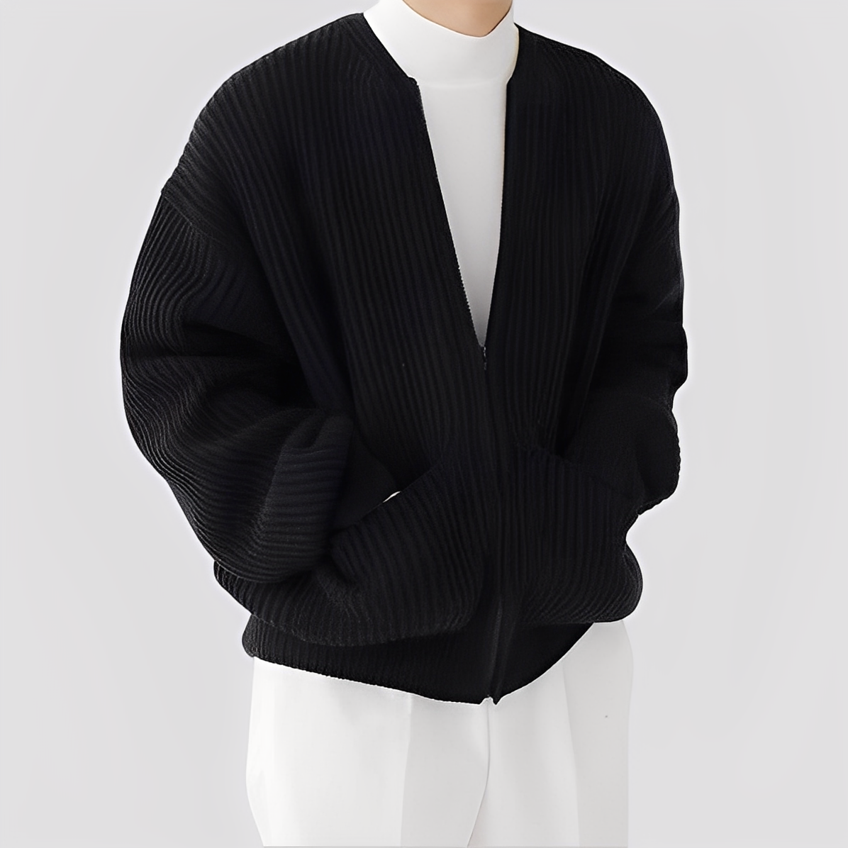 Willy - Cardigan a maglia larga con zip per uomo