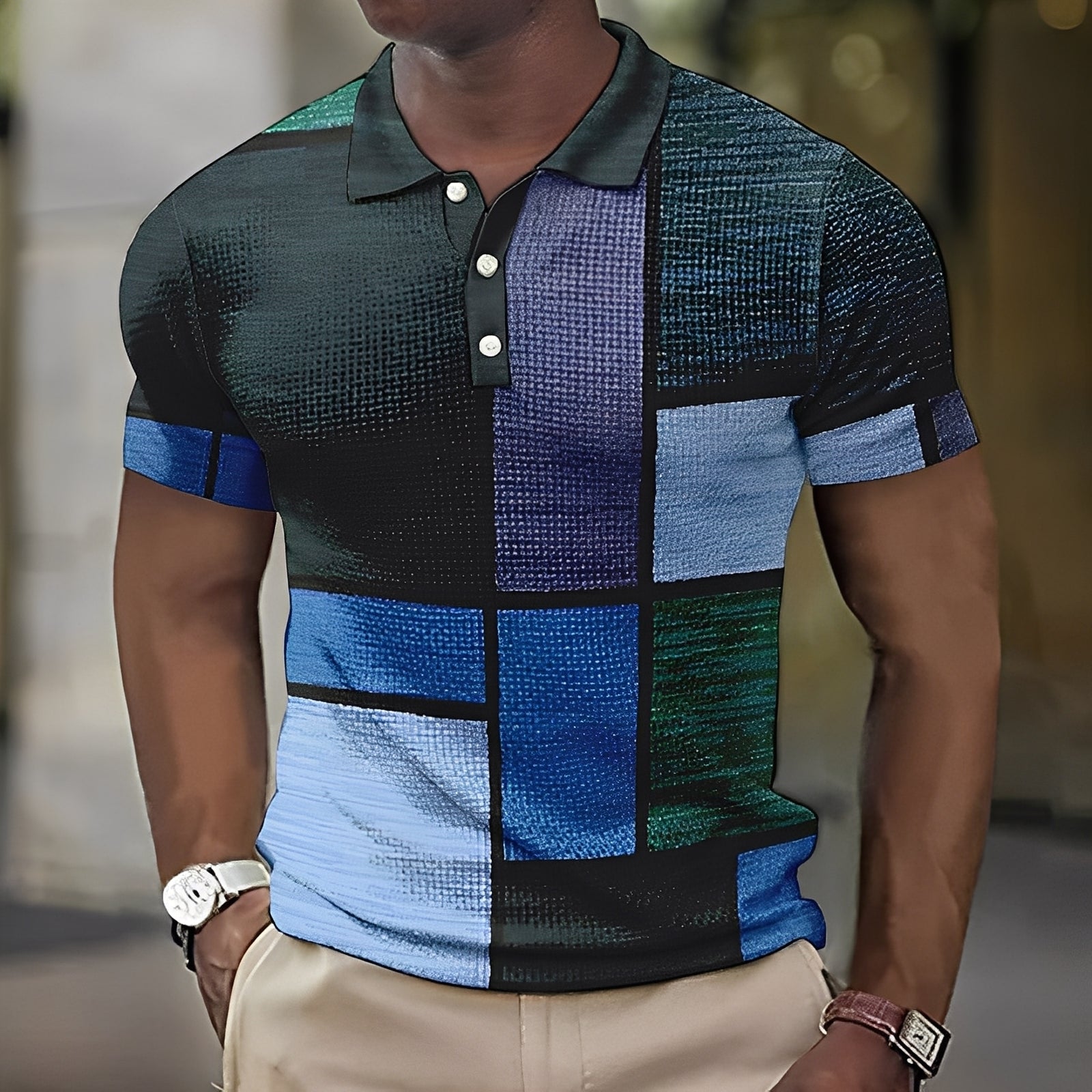 Reginald - Elegante polo multicolore per uomo