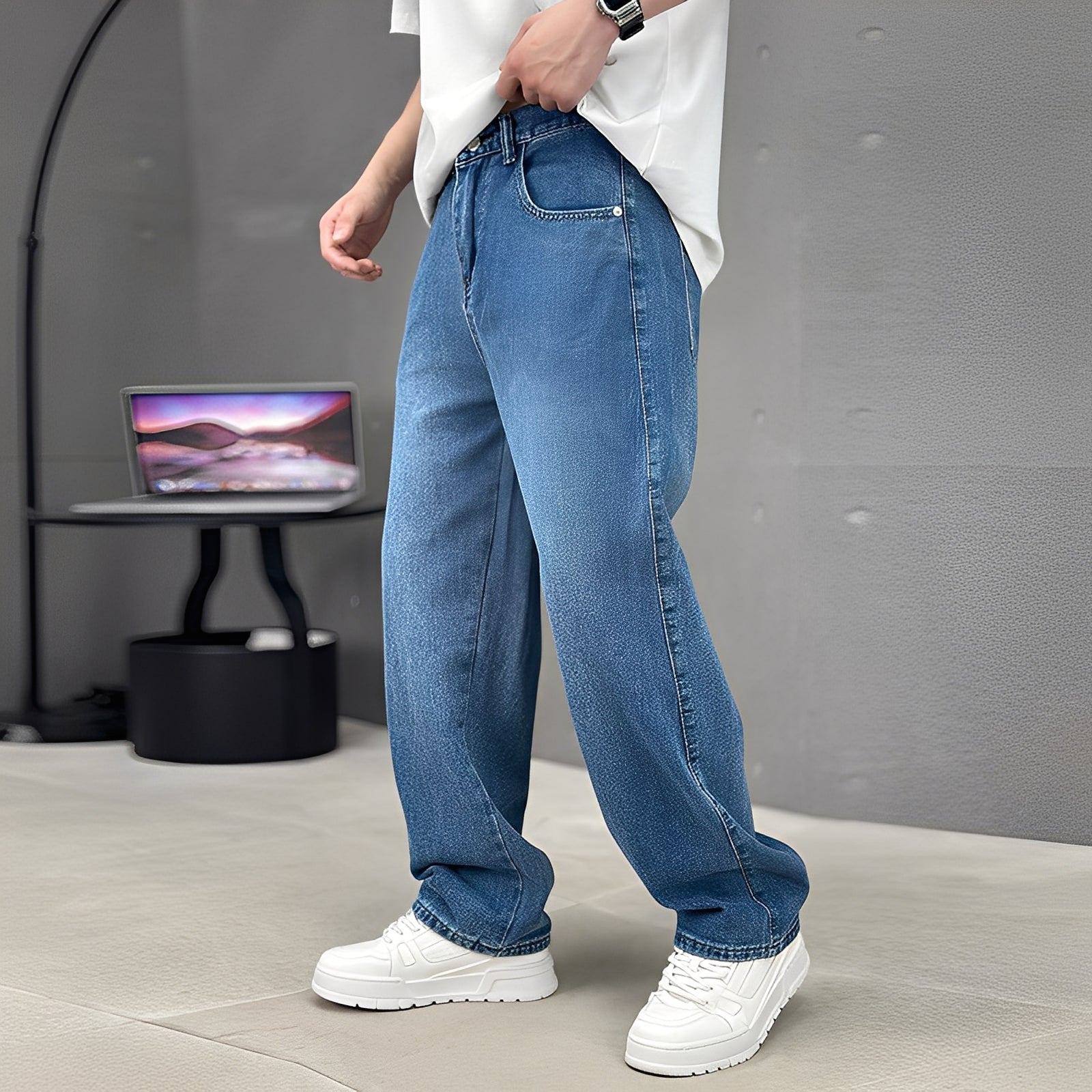 Wendell - Jeans eleganti con gamba larga per uomini