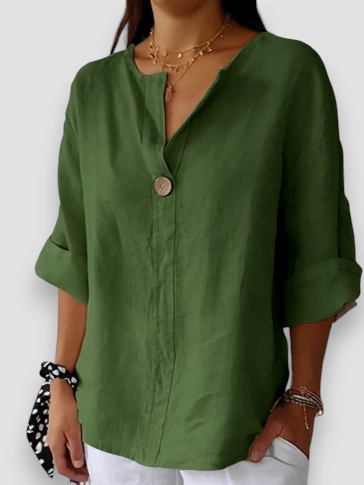 SOFIA|BLUSA CASUAL CON SCOLLO A V