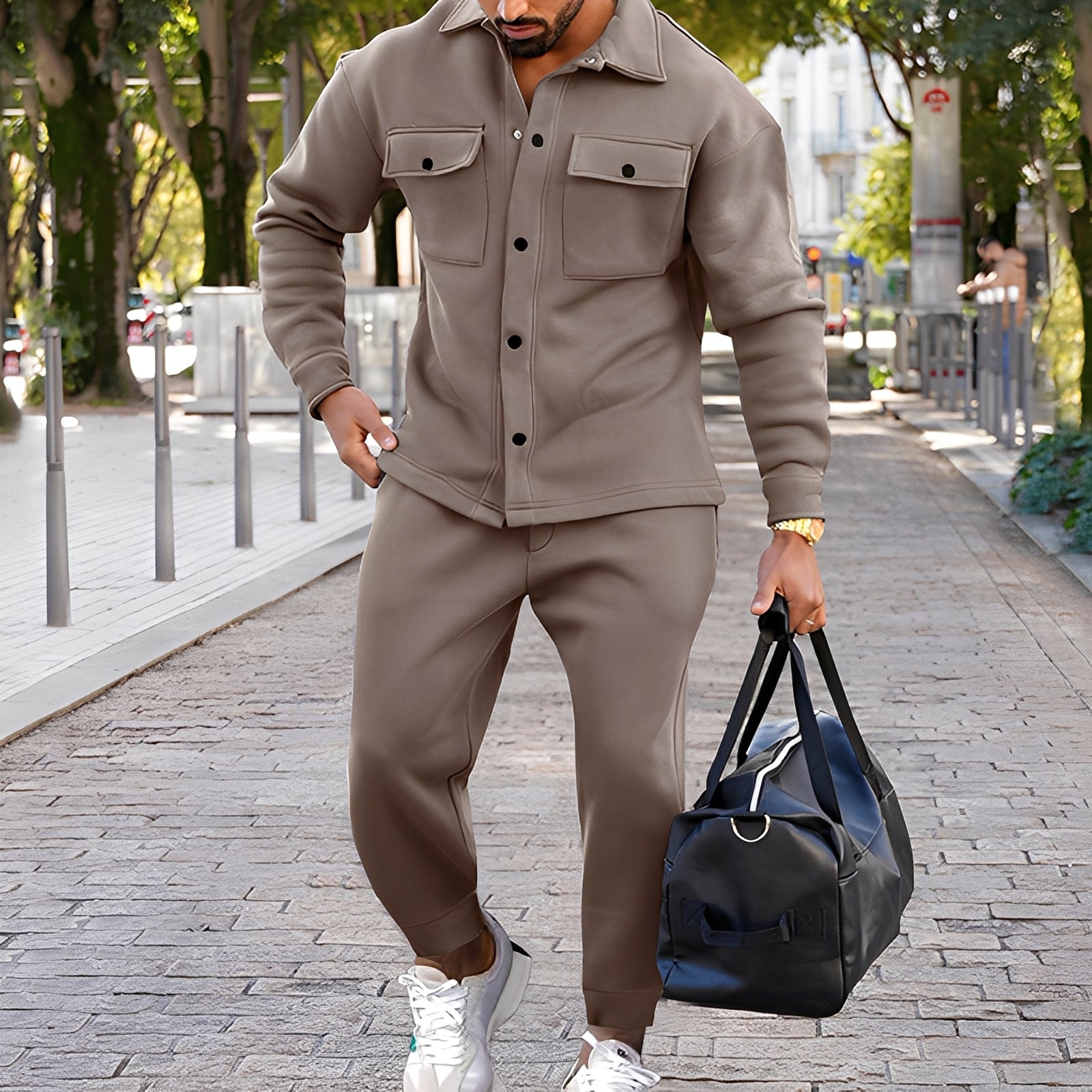 Kent - Set casual slim fit di camicia e pantaloni per uomo