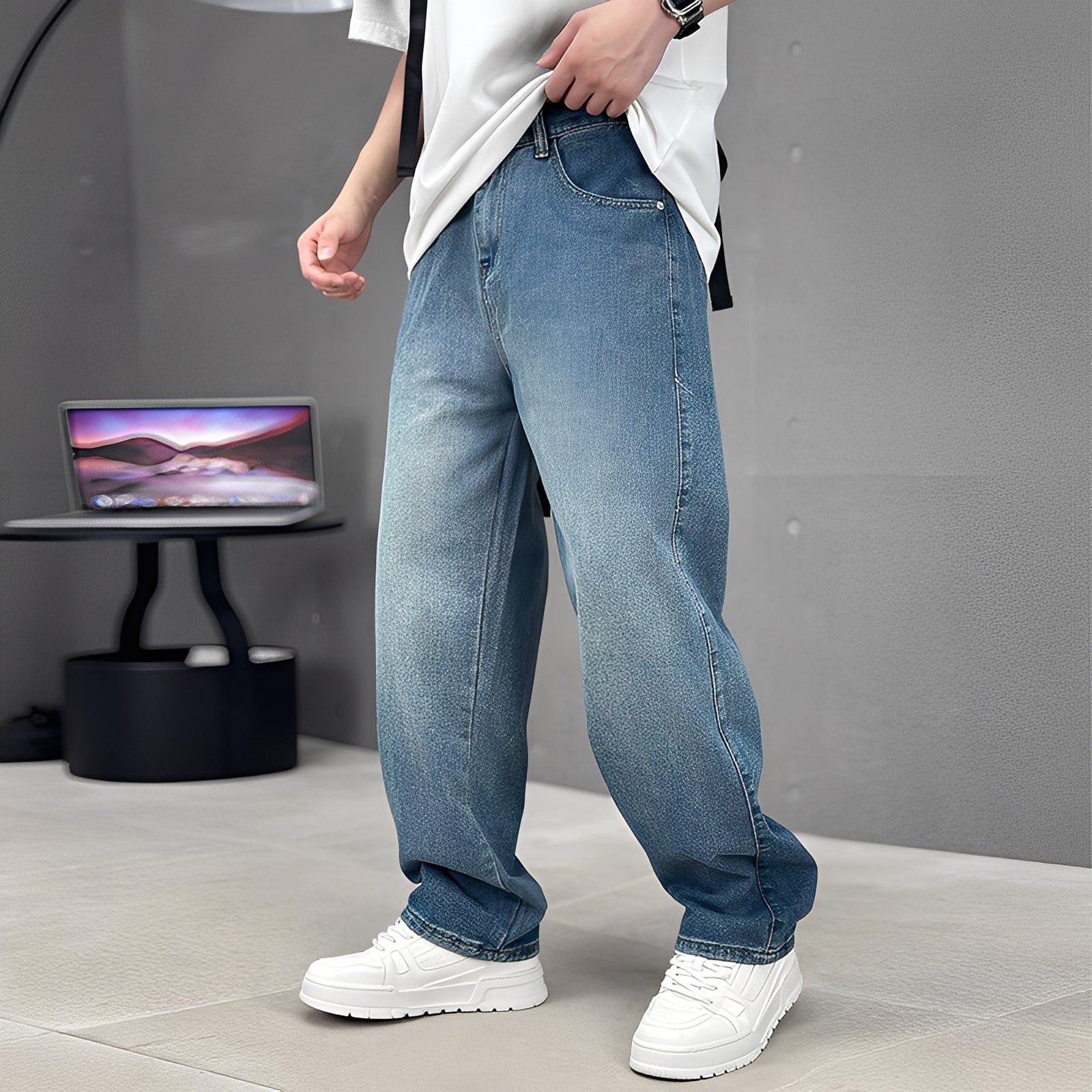 Wendell - Jeans eleganti con gamba larga per uomini