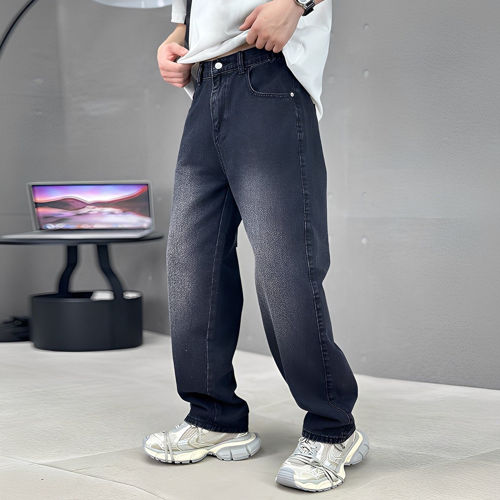 Wendell - Jeans eleganti con gamba larga per uomini