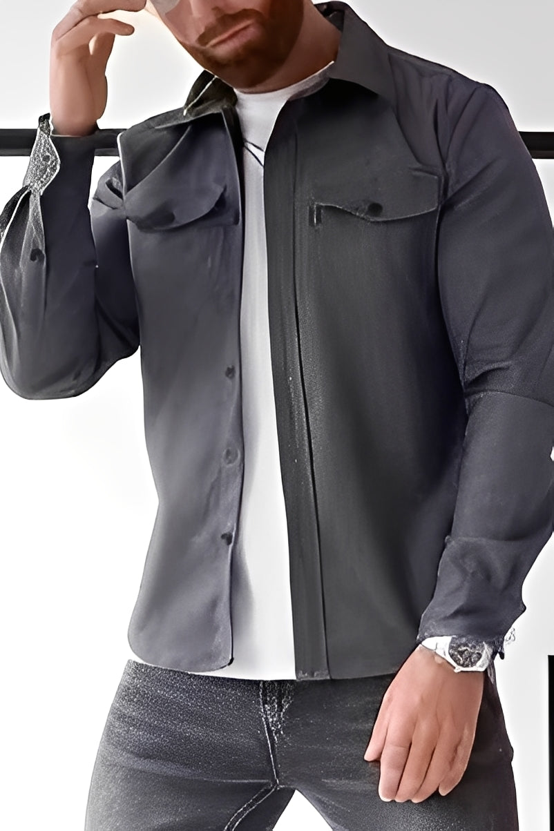 David - Camicia casual con tasche per uomini