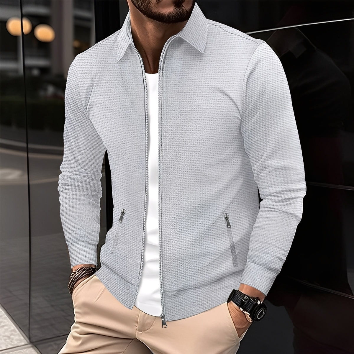 Anthony - Giacca moderna con tasche con zip per uomo