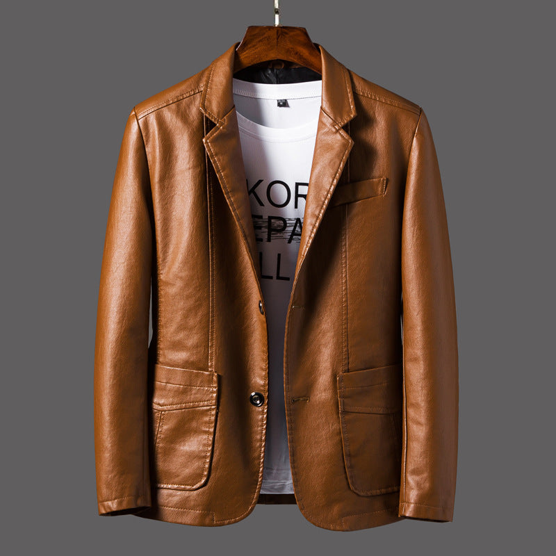 Jayceon - Giacca in pelle moderna con colletto a revers per uomo