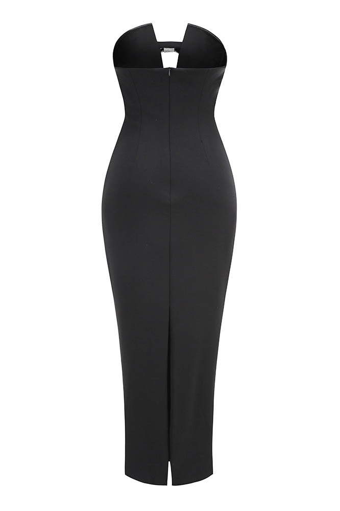 Abito da Sera Strapless con Fiocco Gioiello