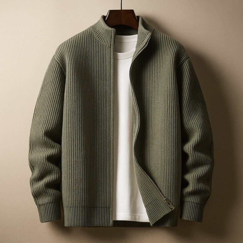 SILVORO | MAGLIONE A COSTE CON ZIP PER UOMO