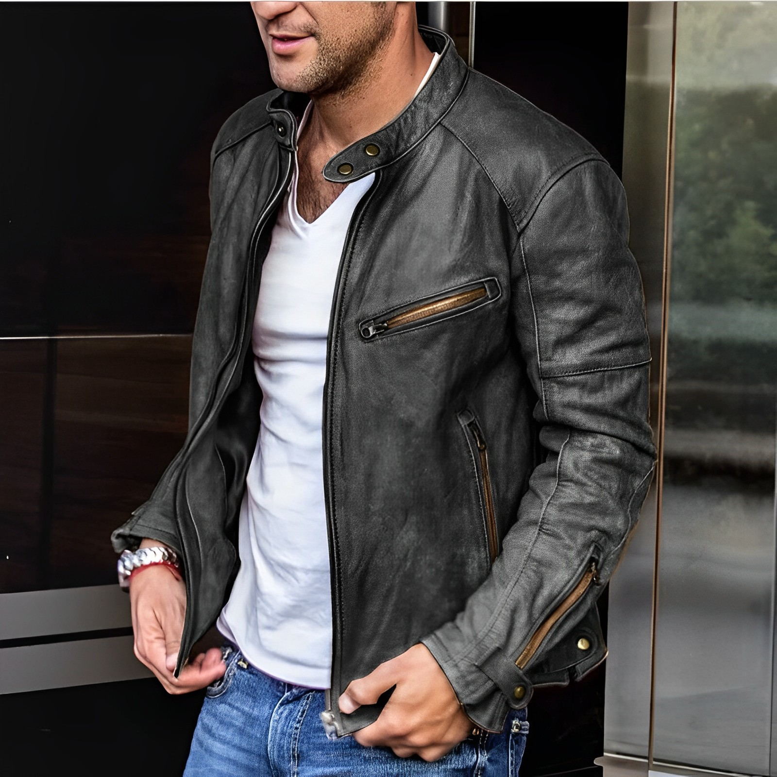 Dalton – Elegante Giacca in Pelle Tutte le Stagioni