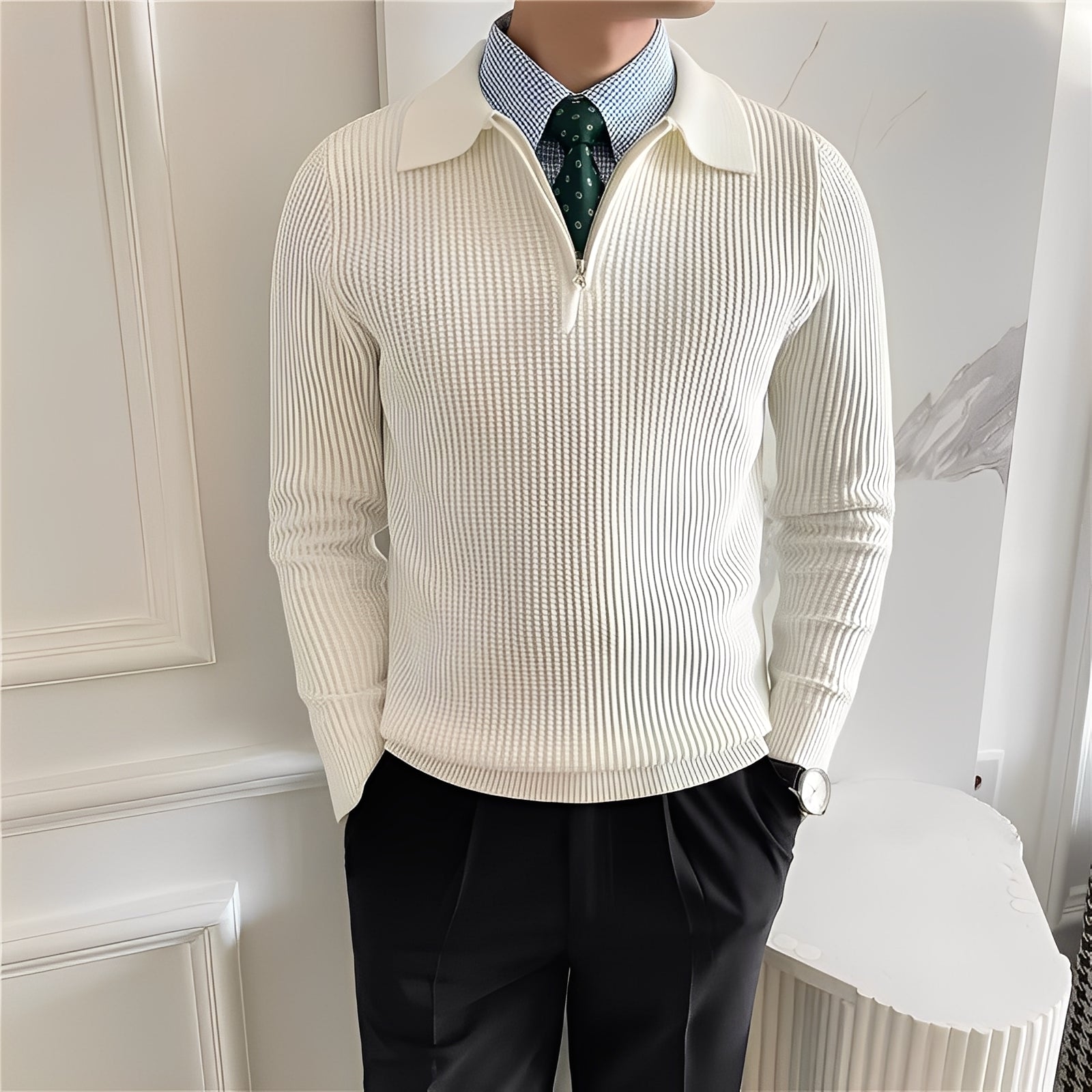 Justin - Elegante maglione con cerniera per uomo