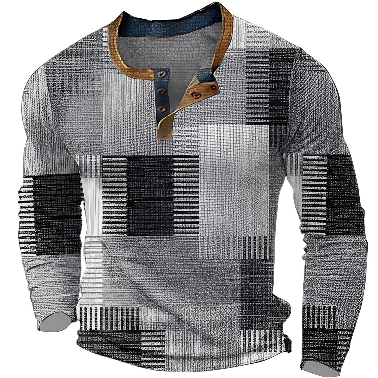 Brennan - Camicia casual stampata a maniche lunghe per uomo