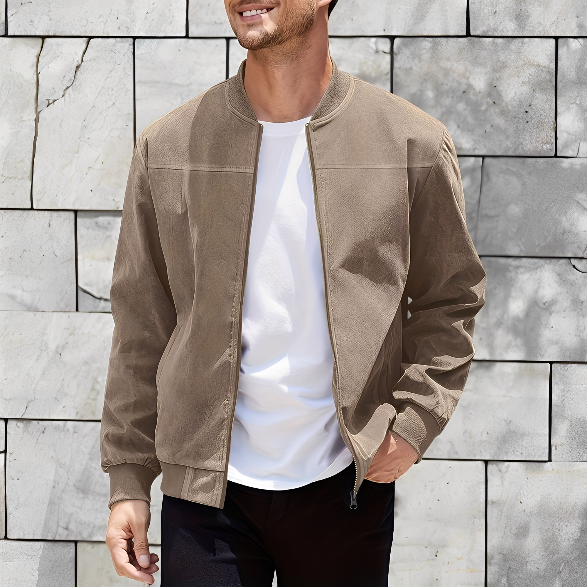 Easton - Classica, elegante giacca in pelle scamosciata per uomini