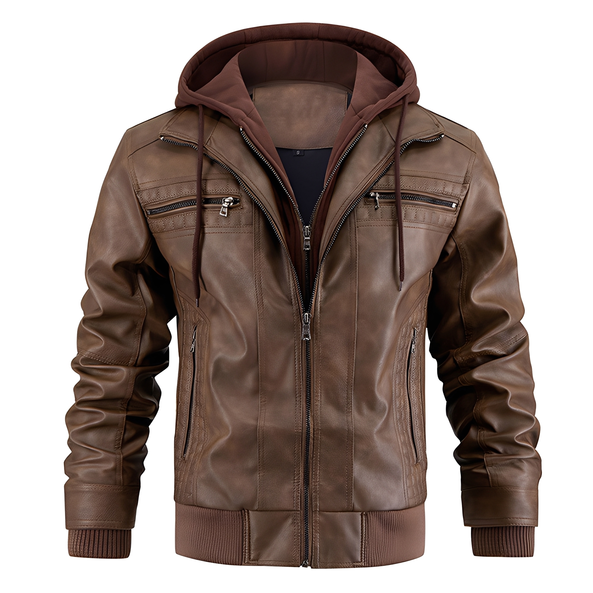 Everard - Giacca moto classica con cappuccio per uomo