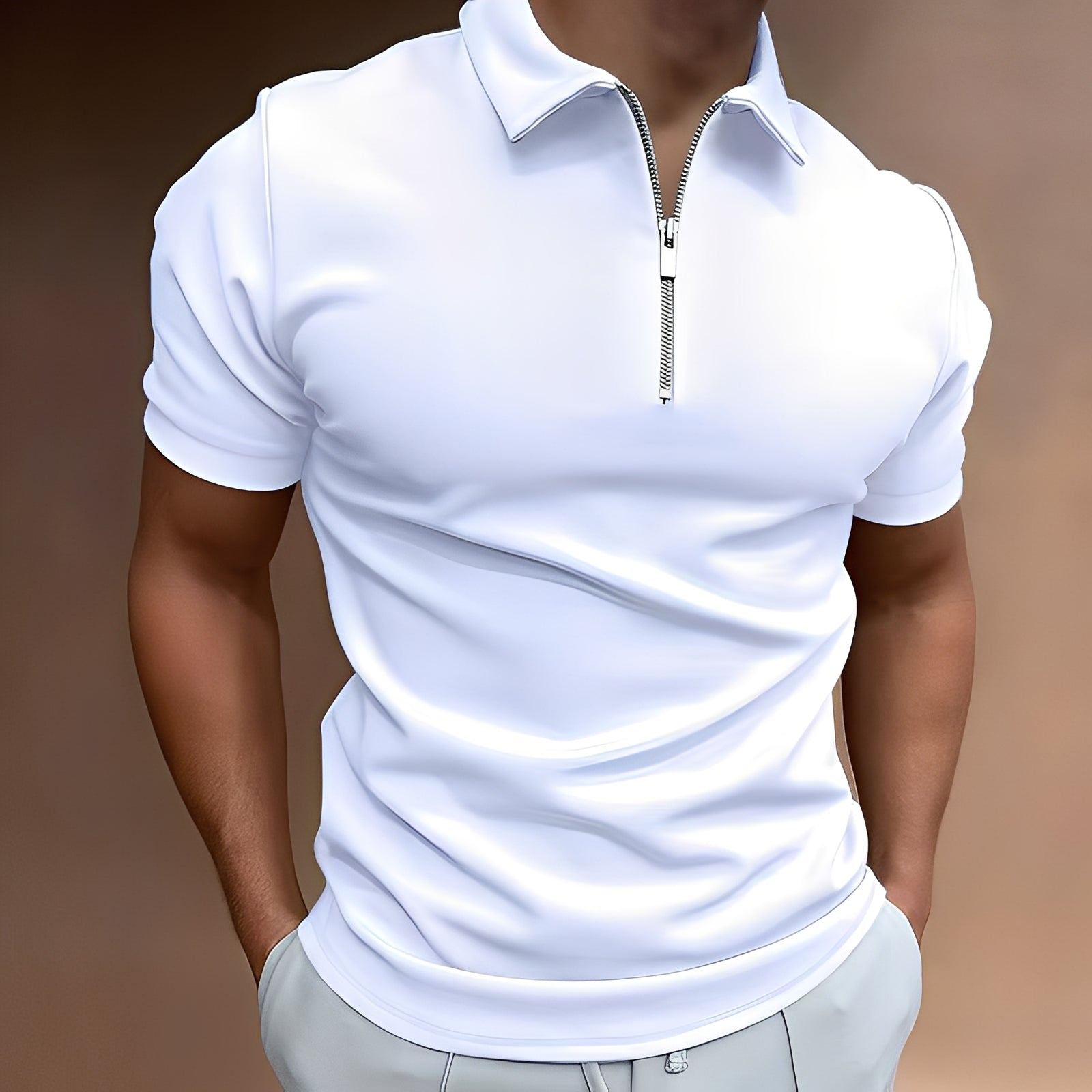 Hubert - Stiloso Polo con Zipper per Uomini