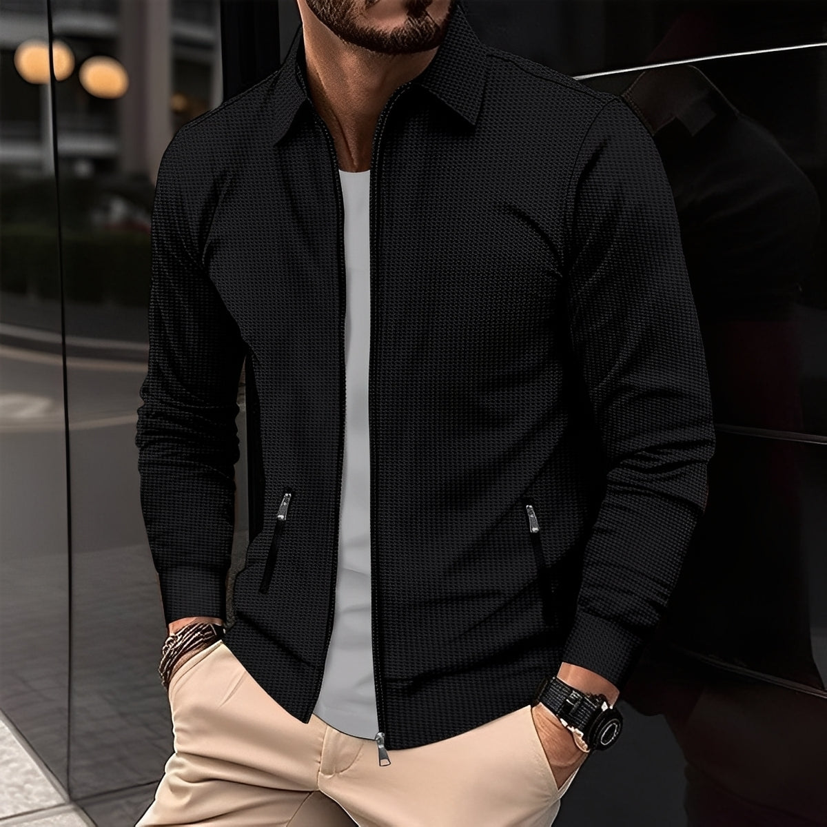 Anthony - Giacca moderna con tasche con zip per uomo
