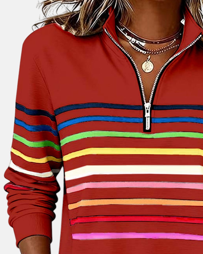 ARIELLA™|FELPA A RIGHE ZIP