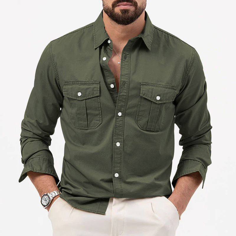 Dennis - Camicia classica a maniche lunghe con tasche per uomo