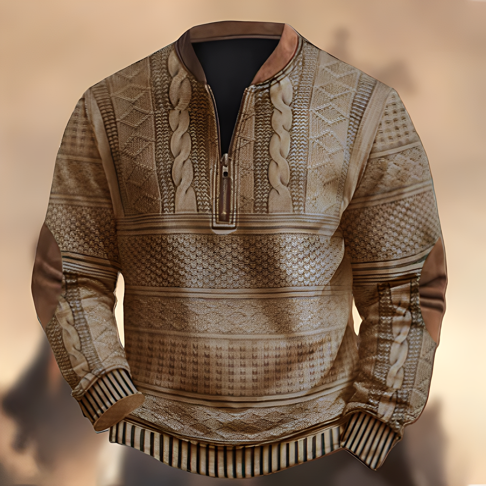 Edmund - Maglione casuale stampato con zip per uomo