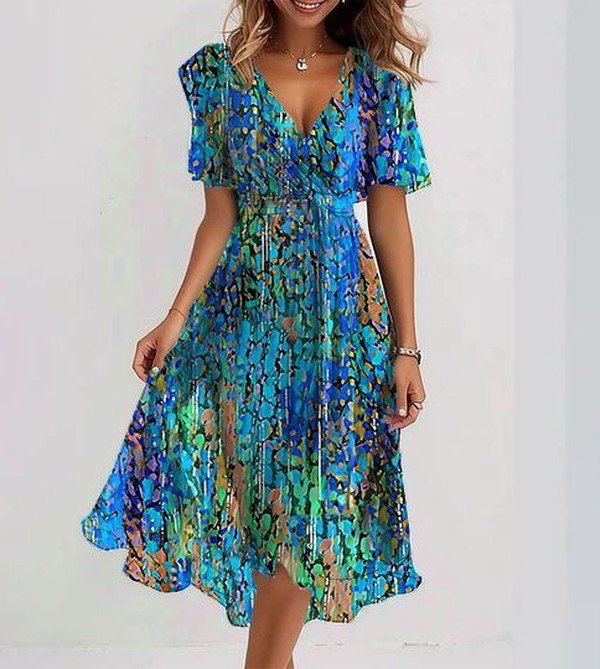 Saphir | Vestito Midi Blu Traspirante