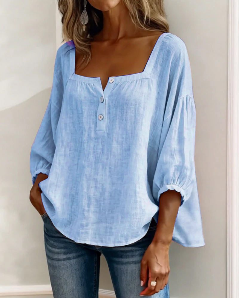 Livia™ | Blusa con scollo quadrato e maniche morbide