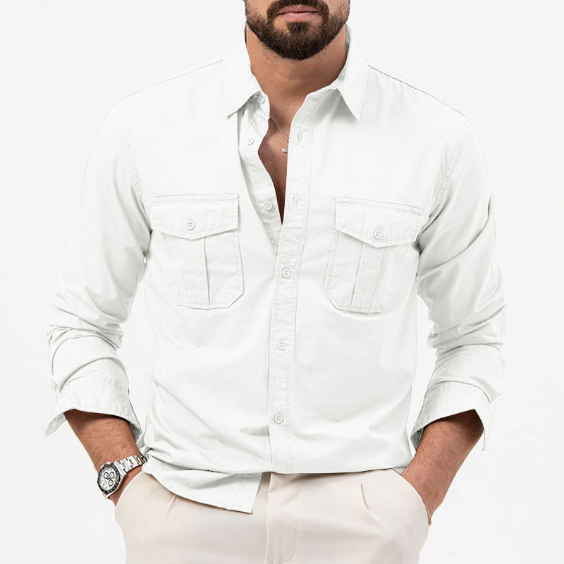 Dennis - Camicia classica a maniche lunghe con tasche per uomo
