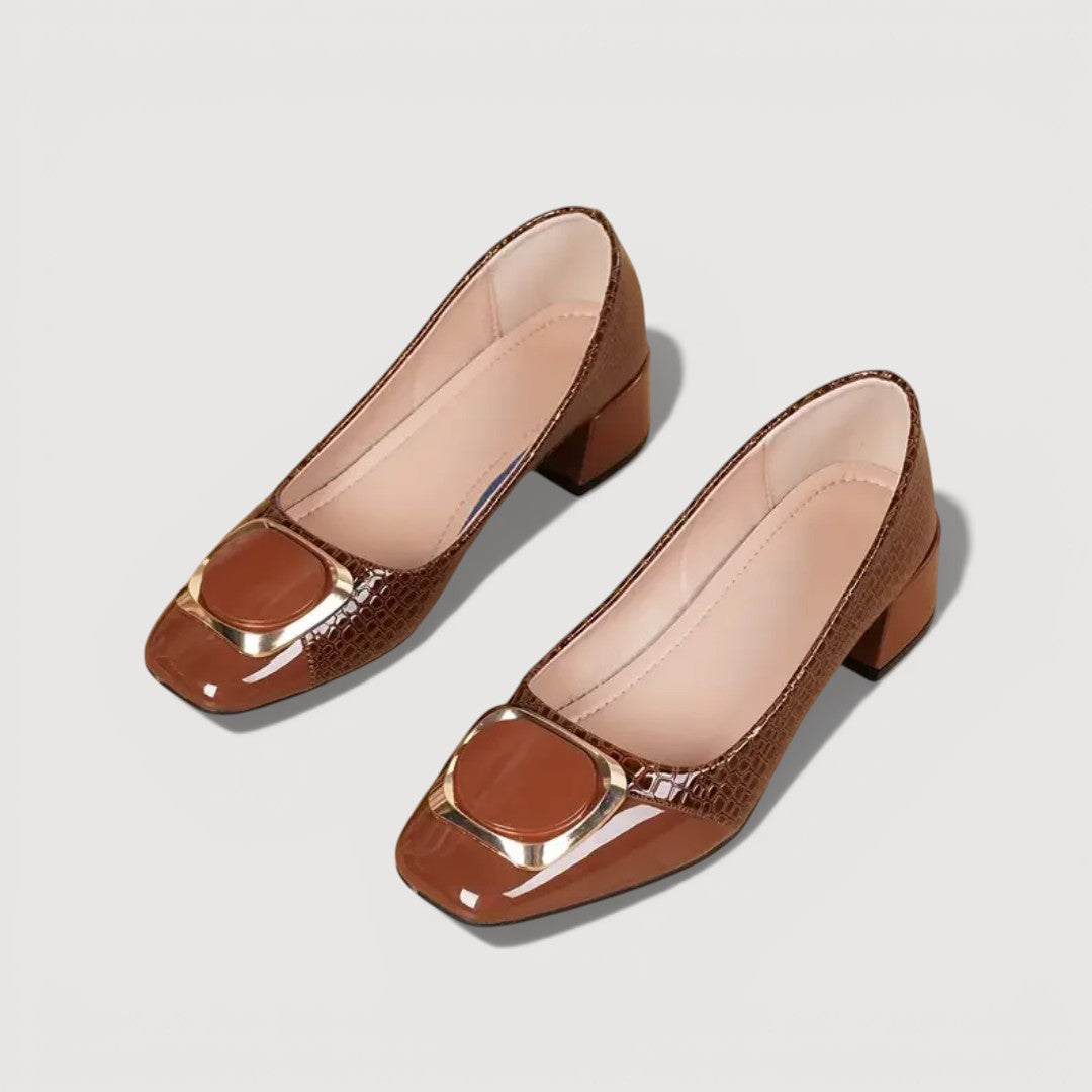 Livana | Scarpe con tacco basso effetto coccodrillo