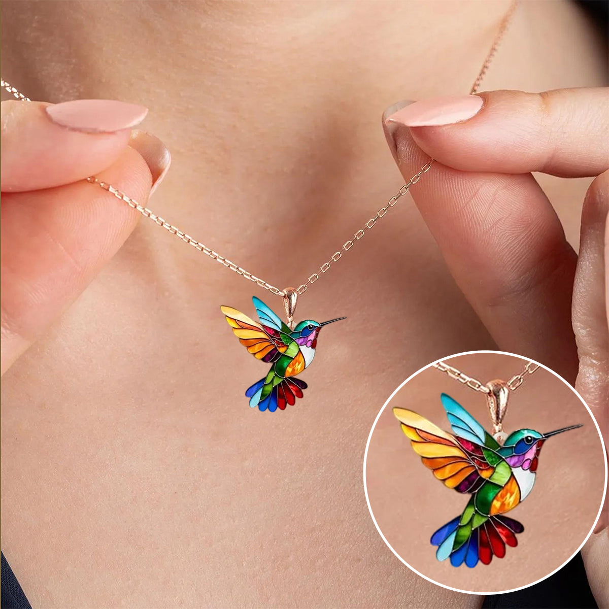 Aurora™ | Collana con colibrì multicolore dal fascino luminoso