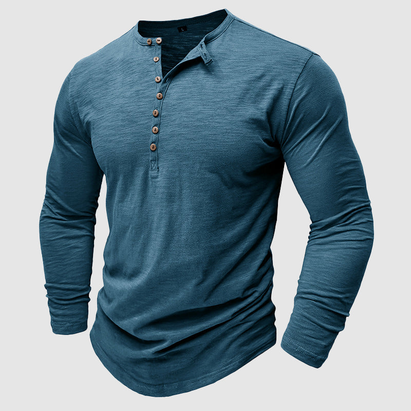 Ansel - Camicia casual in cotone con bottoni per uomo