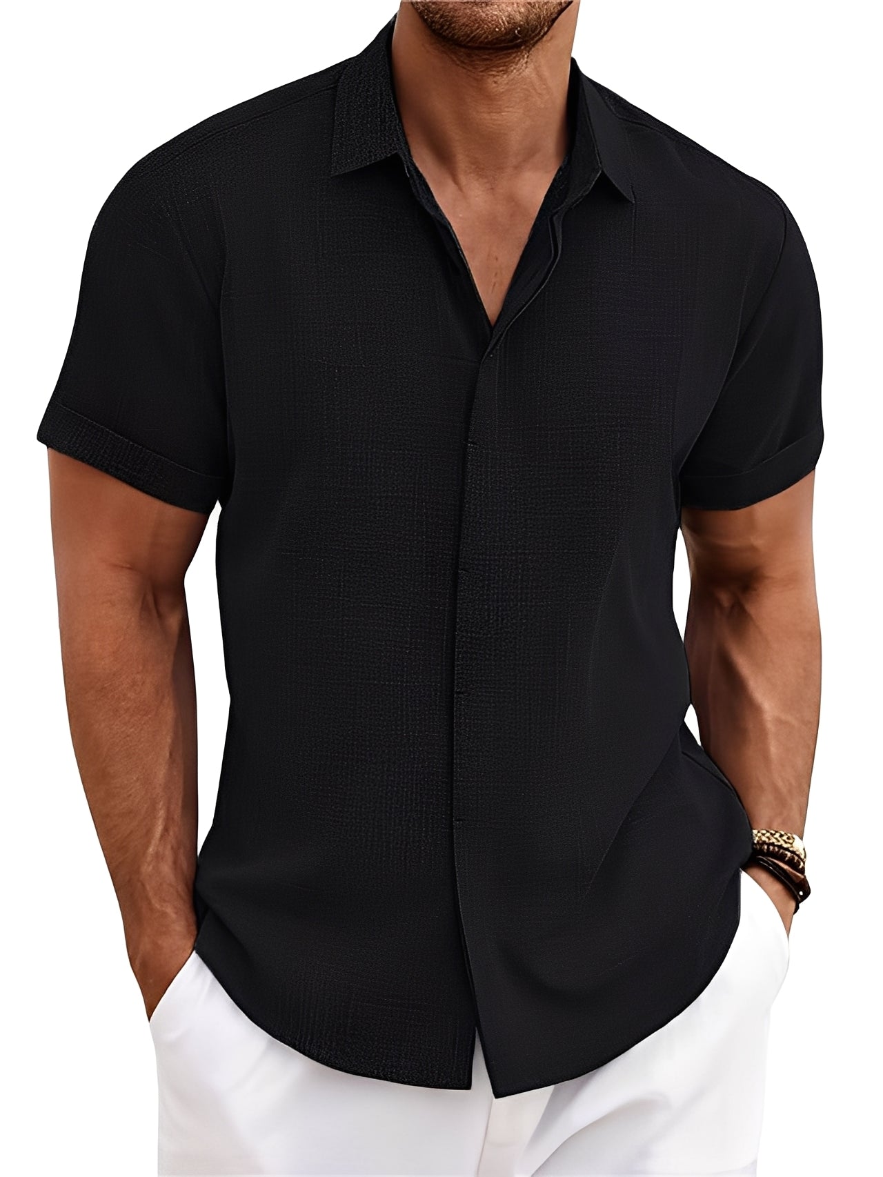 Caelum - Semplice, casual camicia a maniche corte per uomo