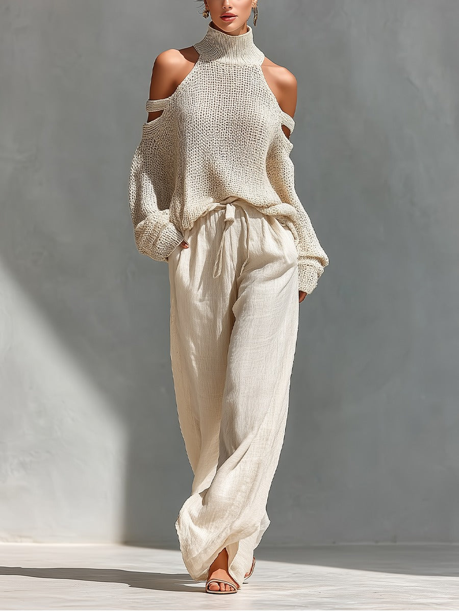 Camilla™ | Completo in Maglia e Lino di Tendenza