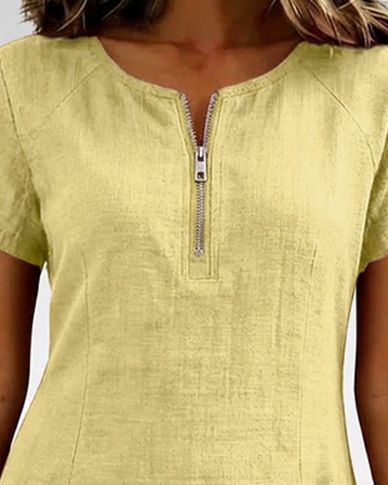 Solea™ | Abito in Cotone e Lino con Zip e Tasche