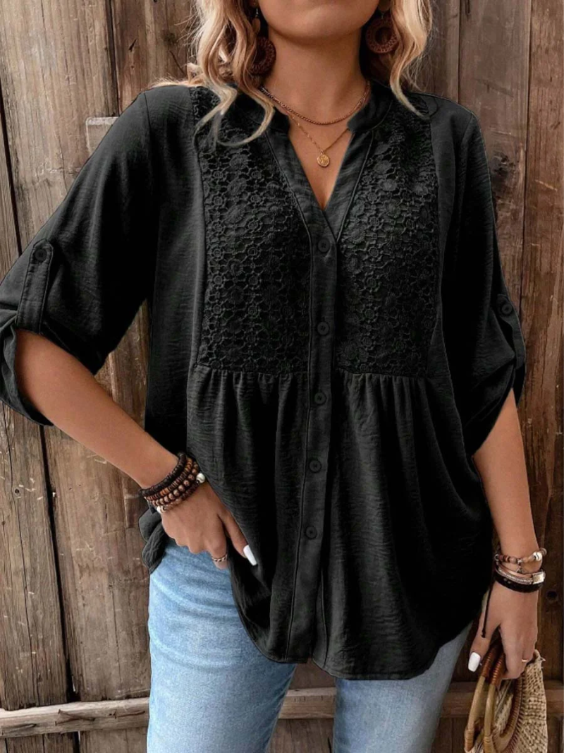Noor™ | Blusa con scollo a V e bottoni frontali