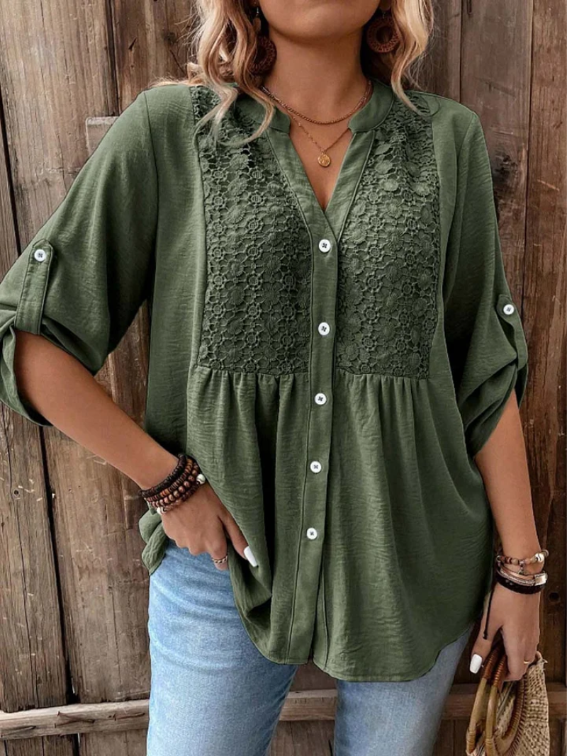 Noor™ | Blusa con scollo a V e bottoni frontali