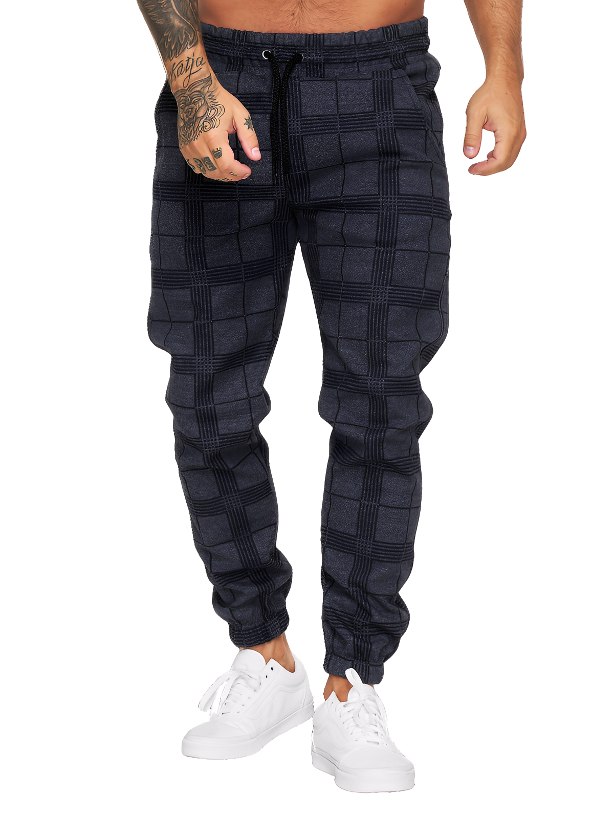 Colbert - Pantaloni casual a quadri con vestibilità comoda per uomini