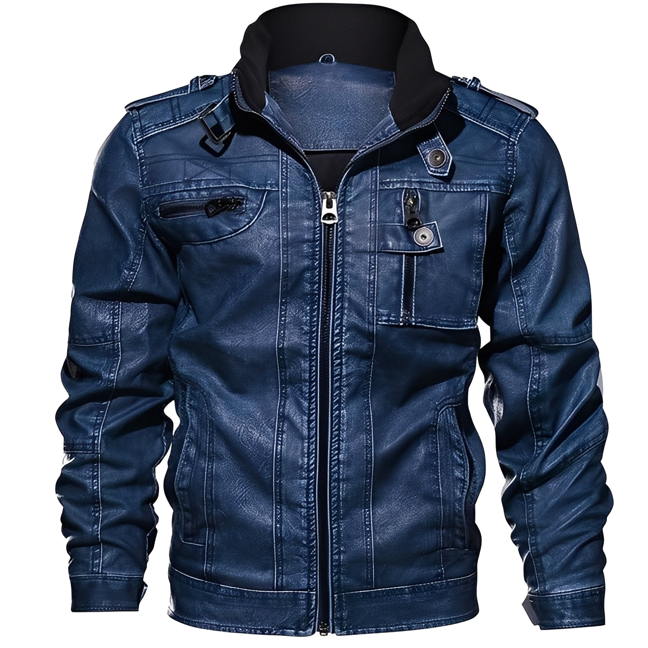 Kevin - Classica giacca in pelle con tasche per uomini