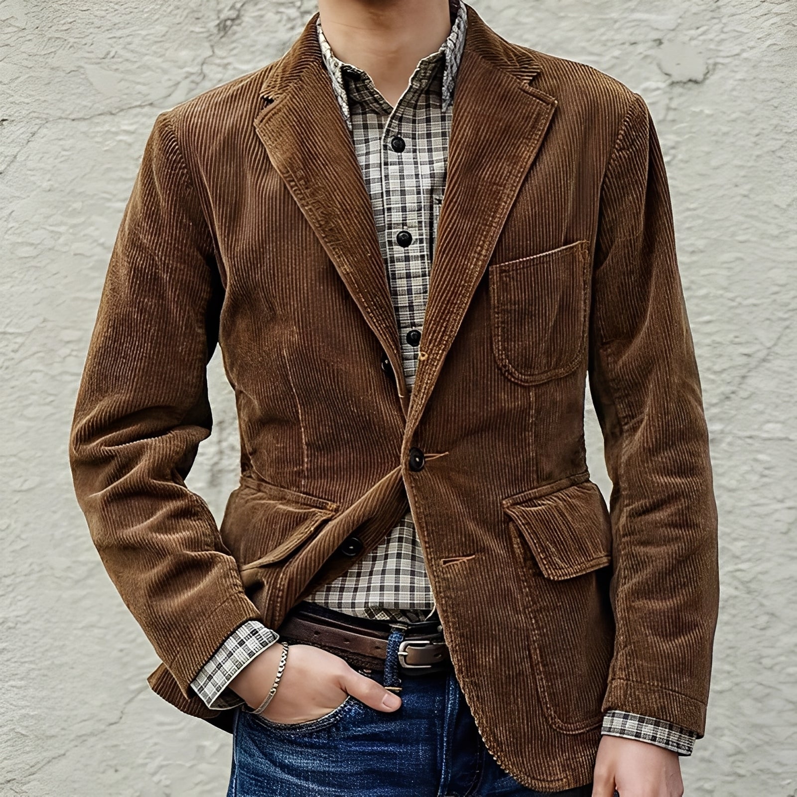 Dalton - Giacca di lana casual con tasche per uomini