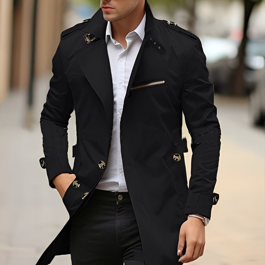 Derrick - Elegante trench coat con colletto a revers per uomo