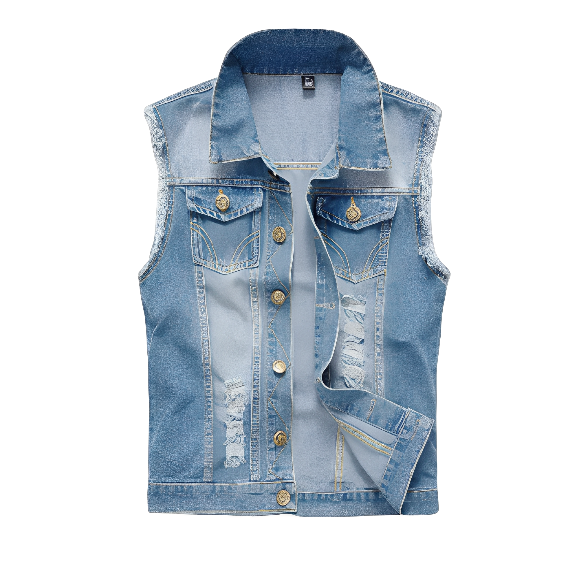 Morley - Gilet jeans retrò con tasche per uomini