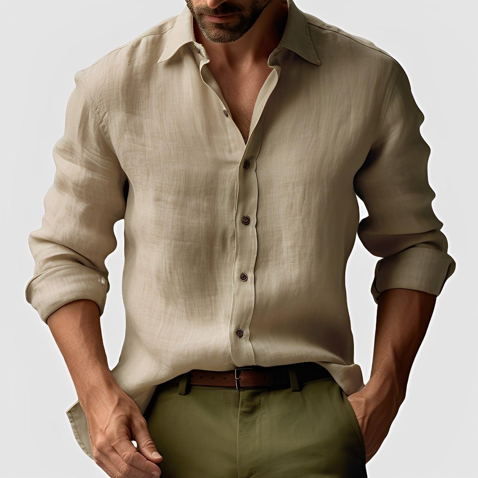 Emile - Classico, semplice camicia di lino per uomo