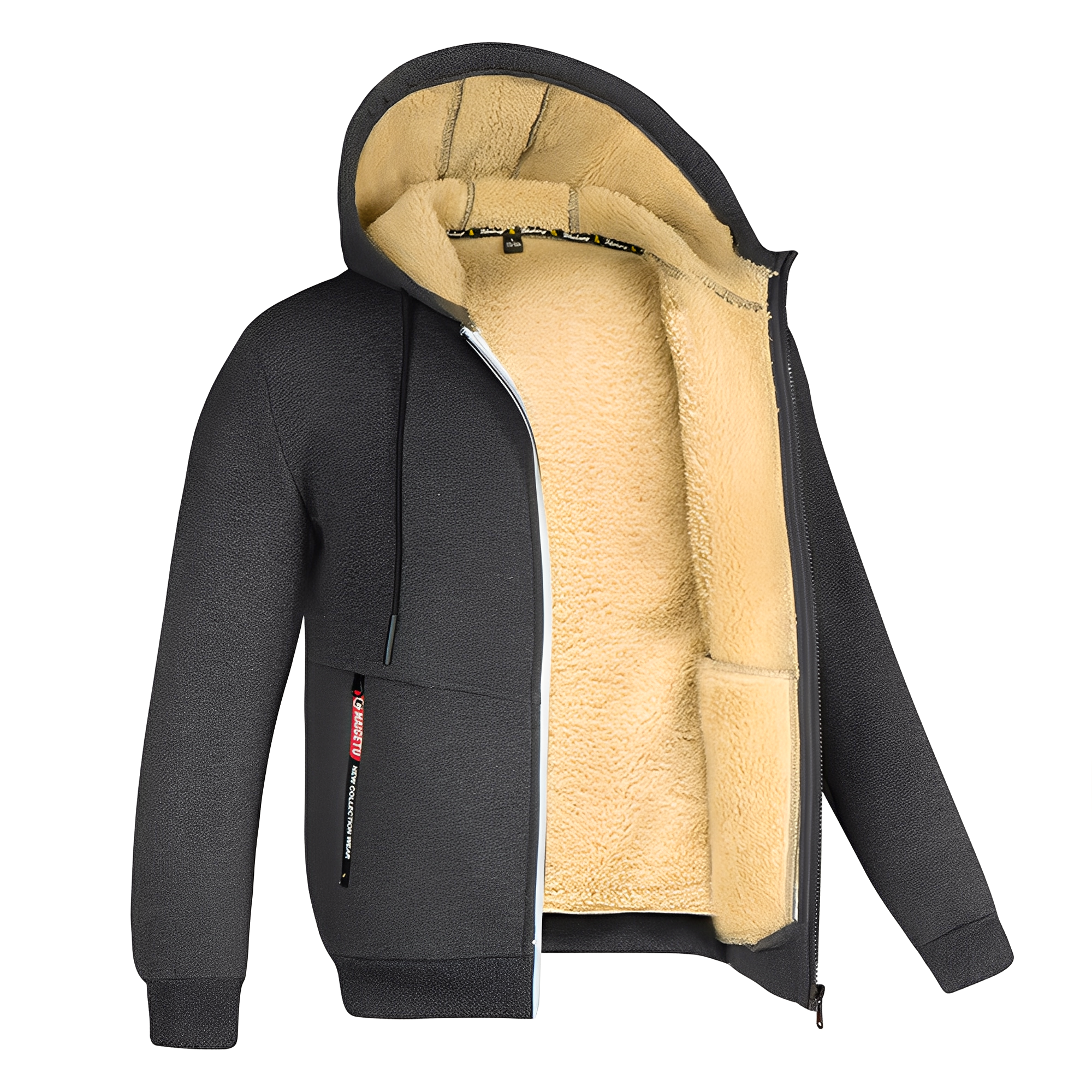 Davin - Giacca in pile casual con cappuccio per uomini