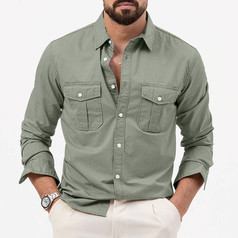 Dennis - Camicia classica a maniche lunghe con tasche per uomo
