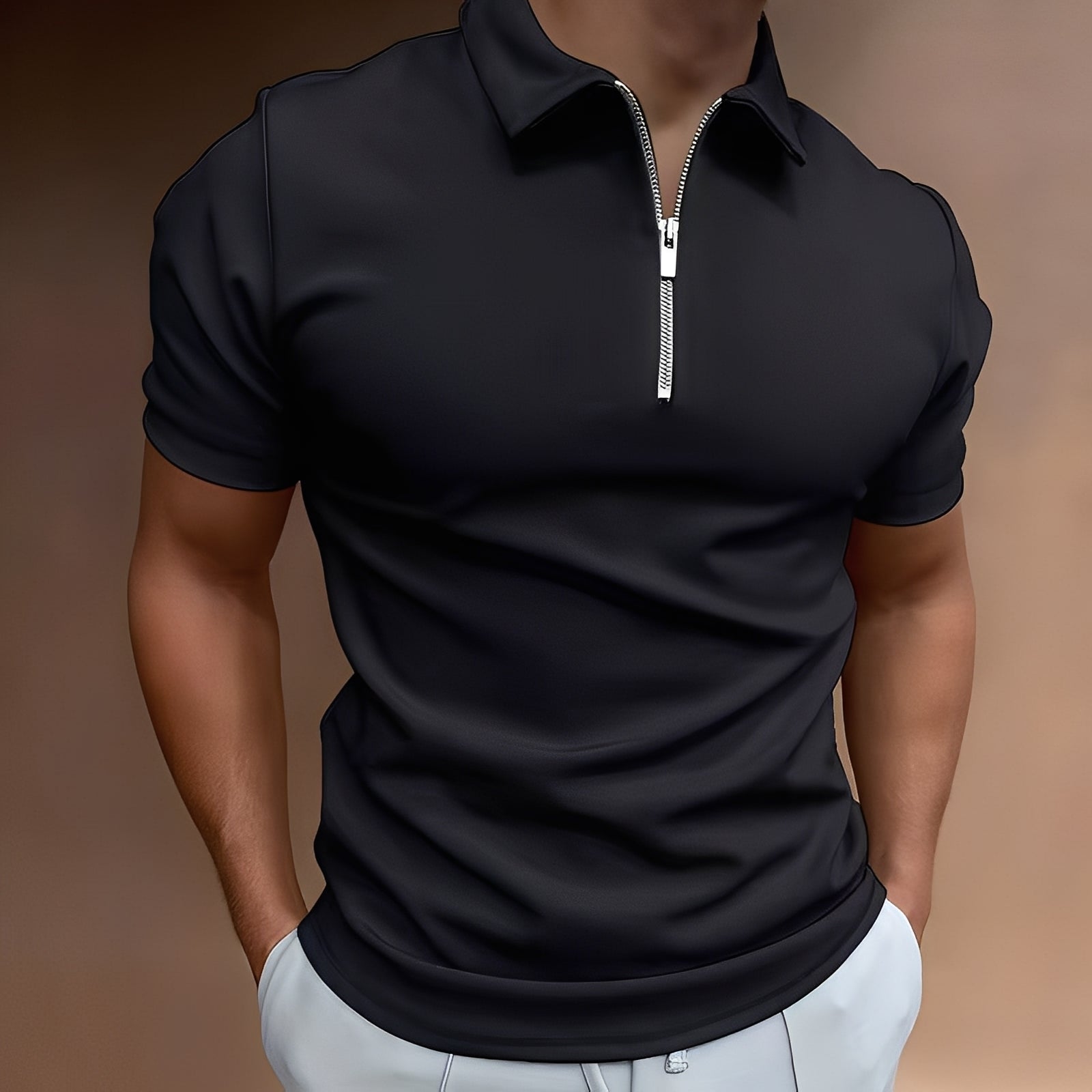 Hubert - Stiloso Polo con Zipper per Uomini
