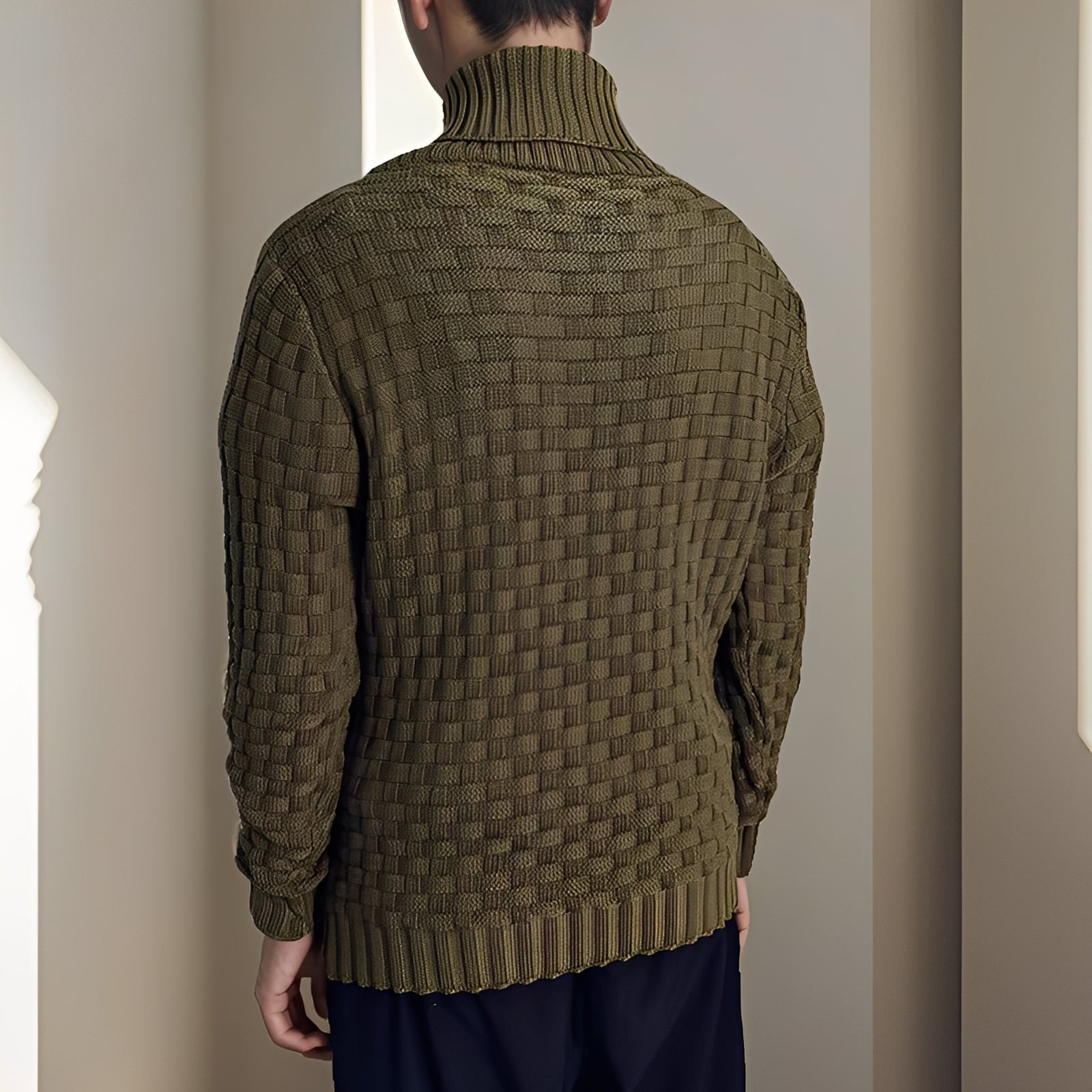 Branson - Maglione casual a maglia con collo alto per uomo