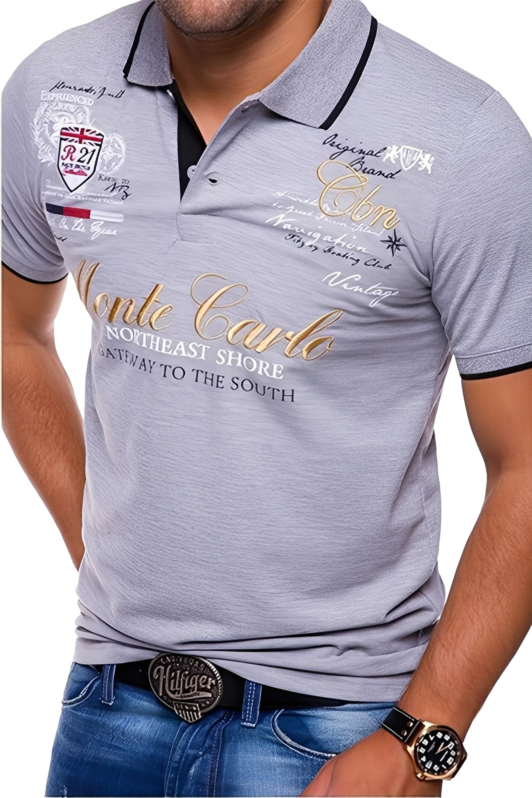 Brent - Polo casual con stampa per uomini