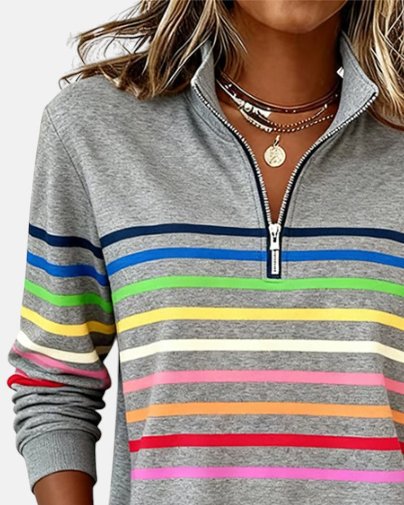 ARIELLA™|FELPA A RIGHE ZIP