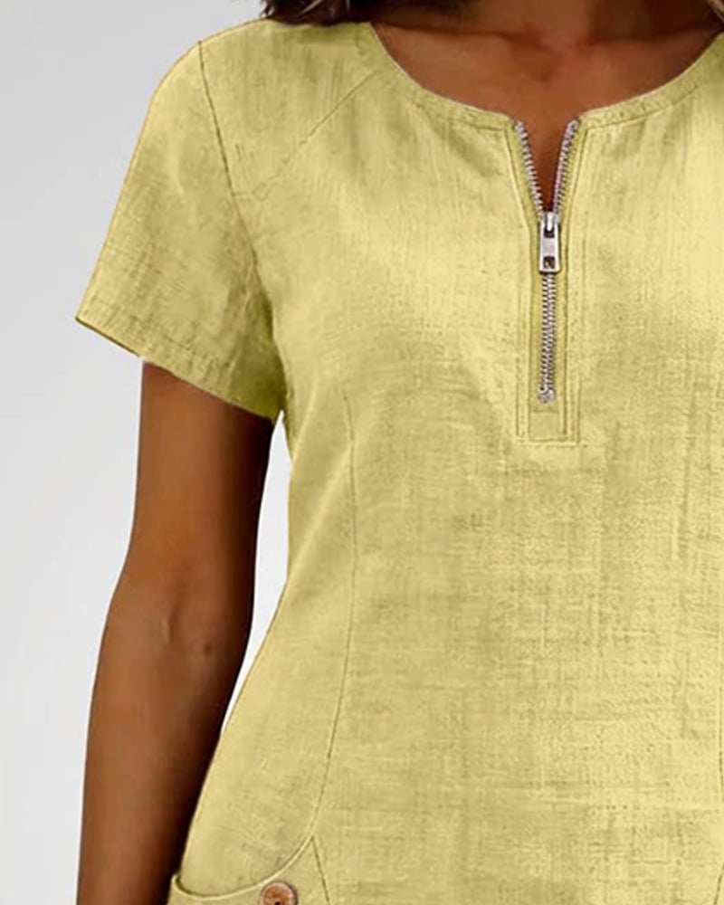 Solea™ | Abito in Cotone e Lino con Zip e Tasche
