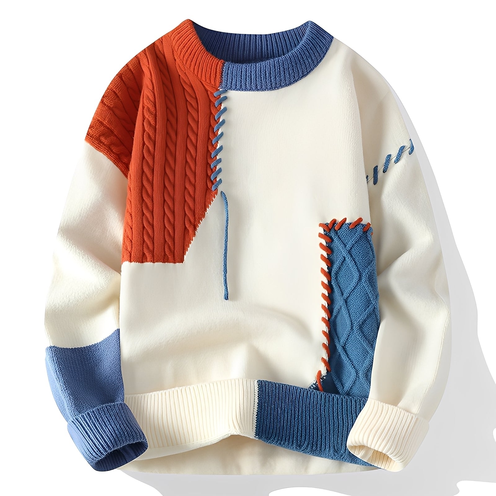 Curtis - Elegante Maglione in Pile con Design a Blocchi di Colore per Uomo